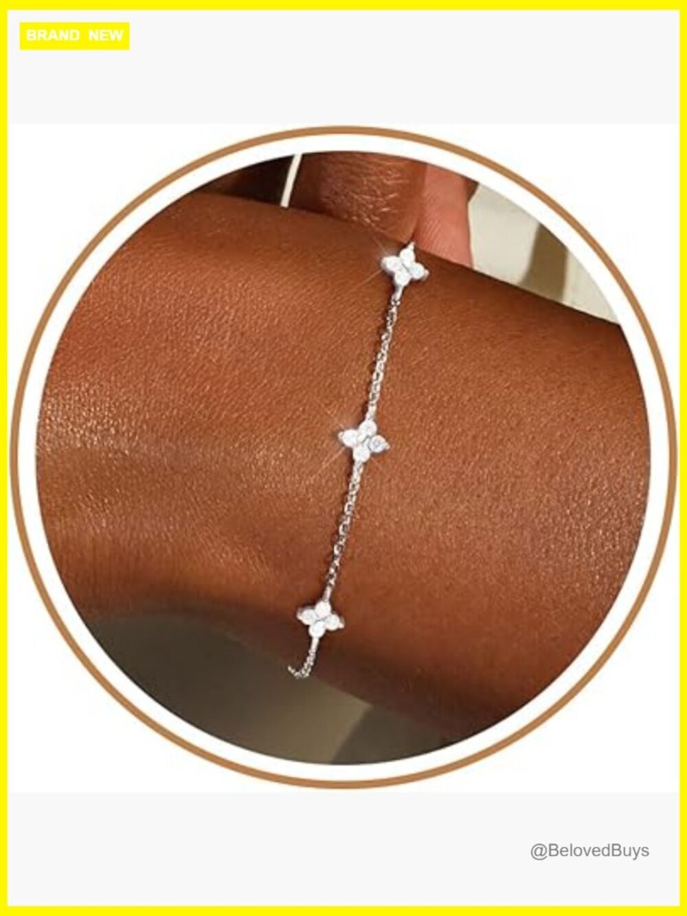 14K Gold Plated CZ Charm Bracelet Stackable Link Bracelet
